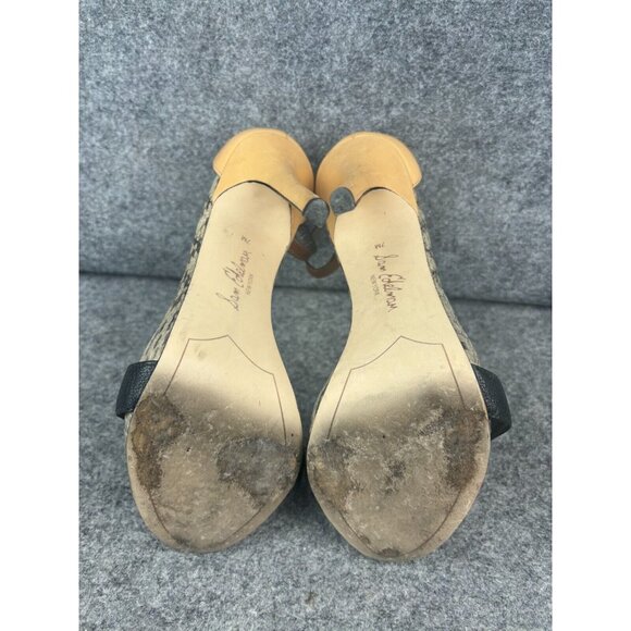 Sam Edelman Eleanor Animal Print Heels Women's 7M Brown Leather Ankle Strap - Picture 5 of 6